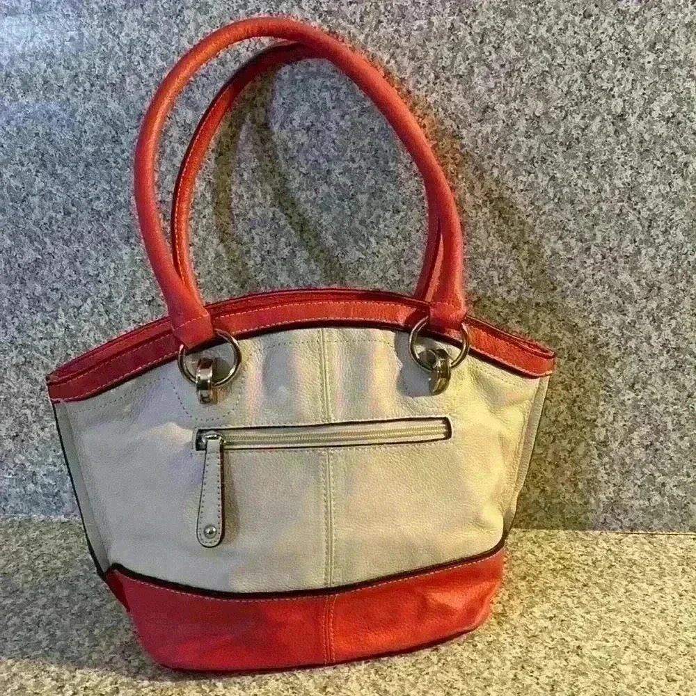Tignanello pink and white satchel bag